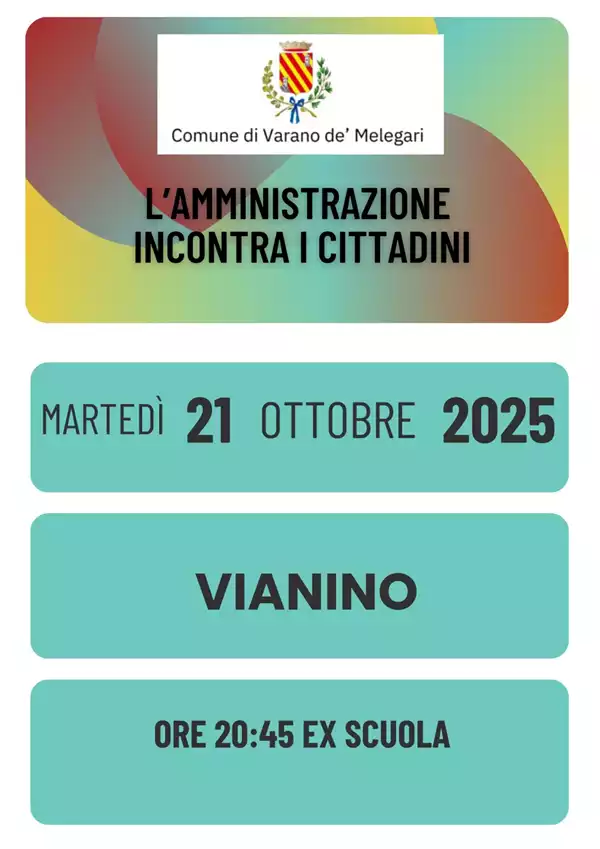 Leggi di più sul L'Amministrazione incontra i cittadini a Vianino il 21 Ottobre 2025 Leggi di più sul L'Amministrazione incontra i cittadini a Vianino il 21 Ottobre 2025